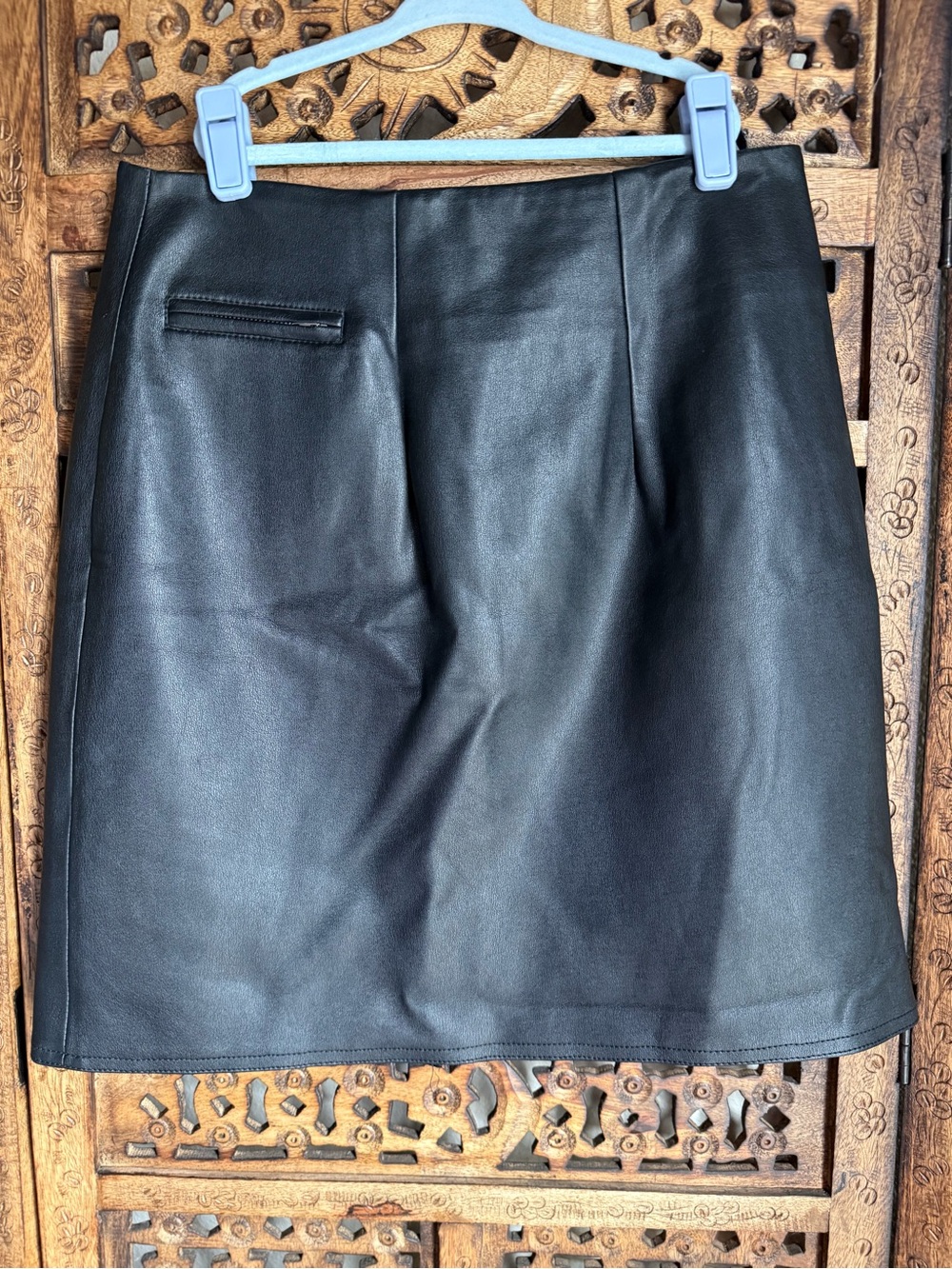 Vintage Generra Dwelle Black Faux Leather Mini Skirt Size 6 Y2K 90s